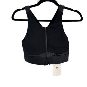 Fabletics Ella High Support Zip Front Sports Bra Medium Black NWT‎